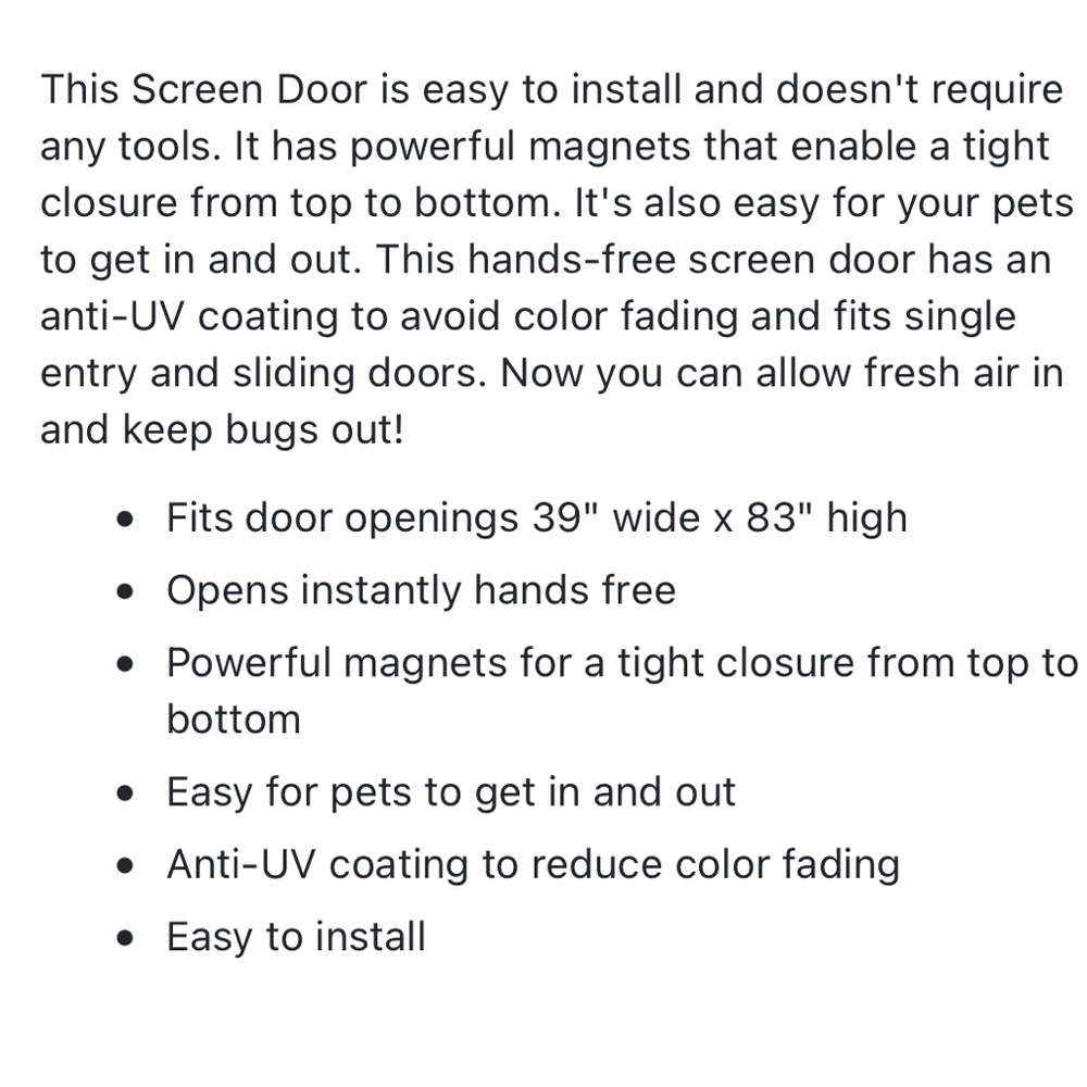 NEW Magnetic Mesh Screen Door Hands-Free Magnetic Closure 39" x 83" - Picture 9 of 16